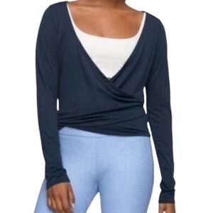Outdoor Voices Navy Blue Merino Lightweight Wrap Sweater Shawl S